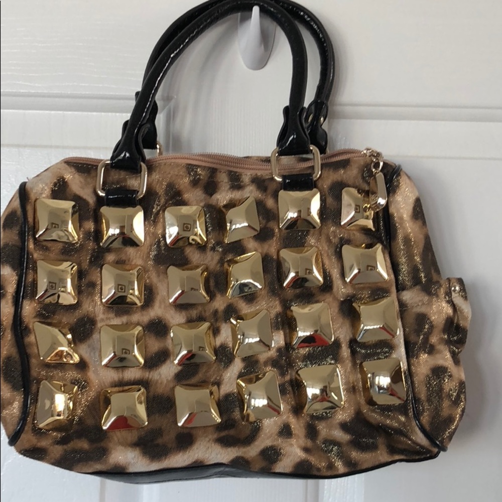 Leopard print satchel bag